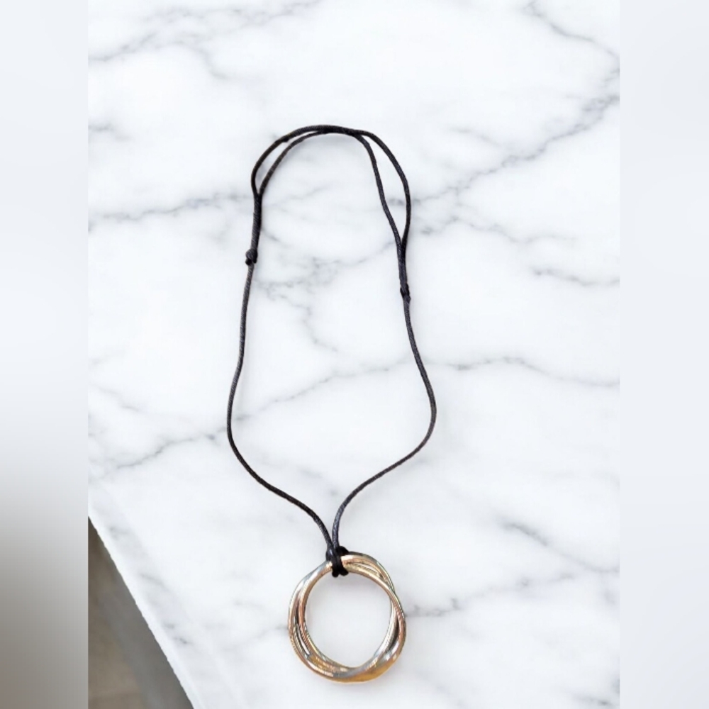 Elegant Gold double loop  Silver Pendant Necklace